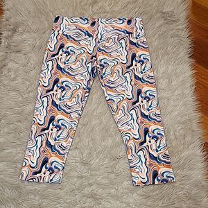 NWOT Sexy‎ basics womens soft blue, orange white and black design capris